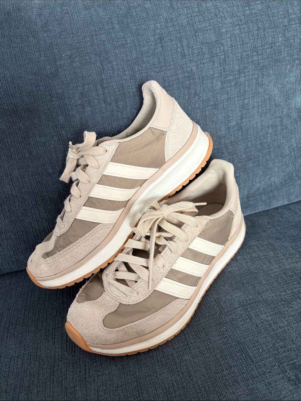 adidas Run 70’s 2.0 Beige and White Retro Runner Sneakers